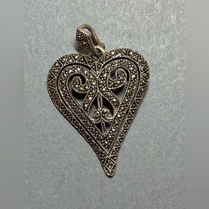 Vintage My Gen marcasite sterling silver heart pendant